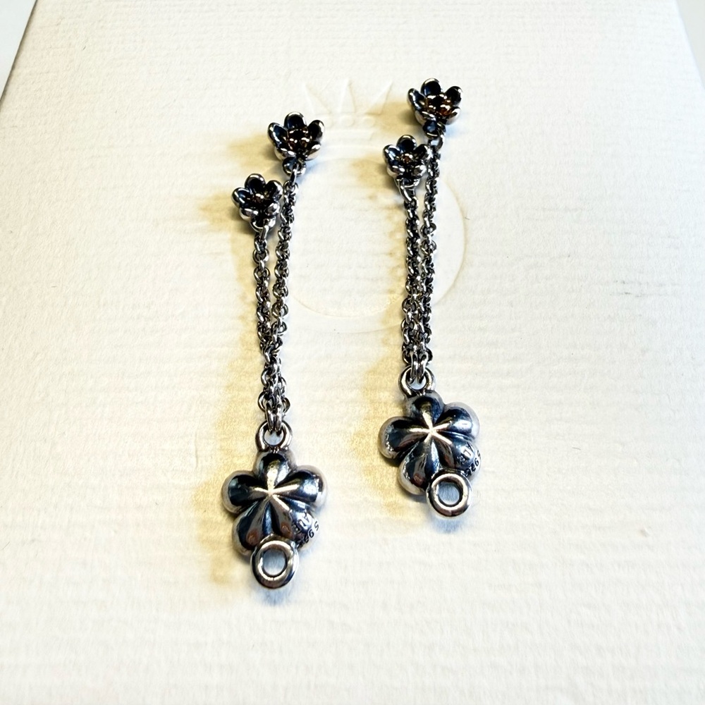 Pandora Forever Bloom Black Spinel TT earrings 290666SPB - Picture 7 of 7